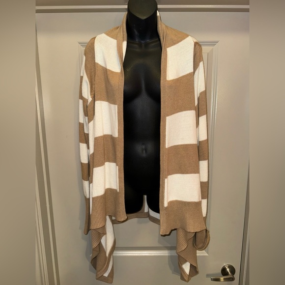 MOSSIMO Brown Cream Striped Cardigan Sweater size XL - Picture 2 of 12